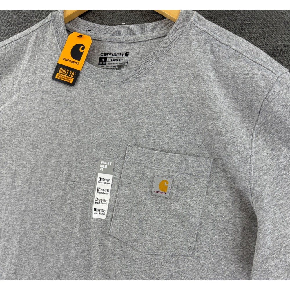 Carhartt Womens 1X Loose Fit Heavyweight Pocket T-Shirt Gray K87-W NWT